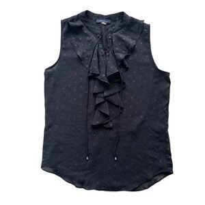 Tommy Hilfiger Women’s XS Black, Ruffled Velvet Polka Dots Tie Sleeveless Blouse